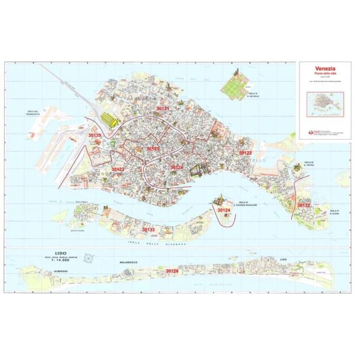 Mappa dei codici di avviamento postale di Venezia