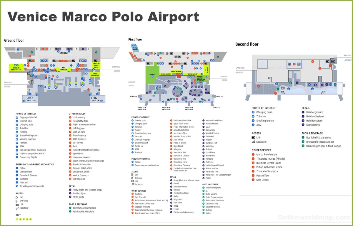 Mappa del terminal dell'aeroporto di Venezia