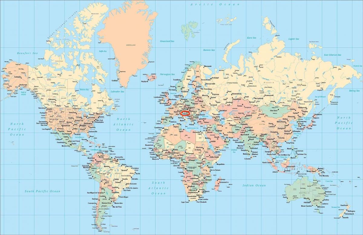 Posizione di Venezia sulla mappa del mondo
